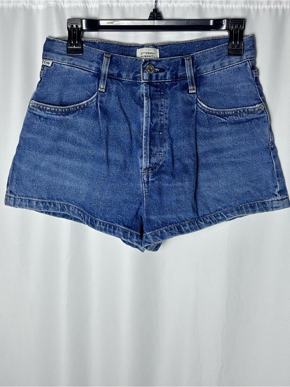Citizens of Humanity Franca Denim Shorts Size 25 Blue Pleated Baggy Jean Shorts
